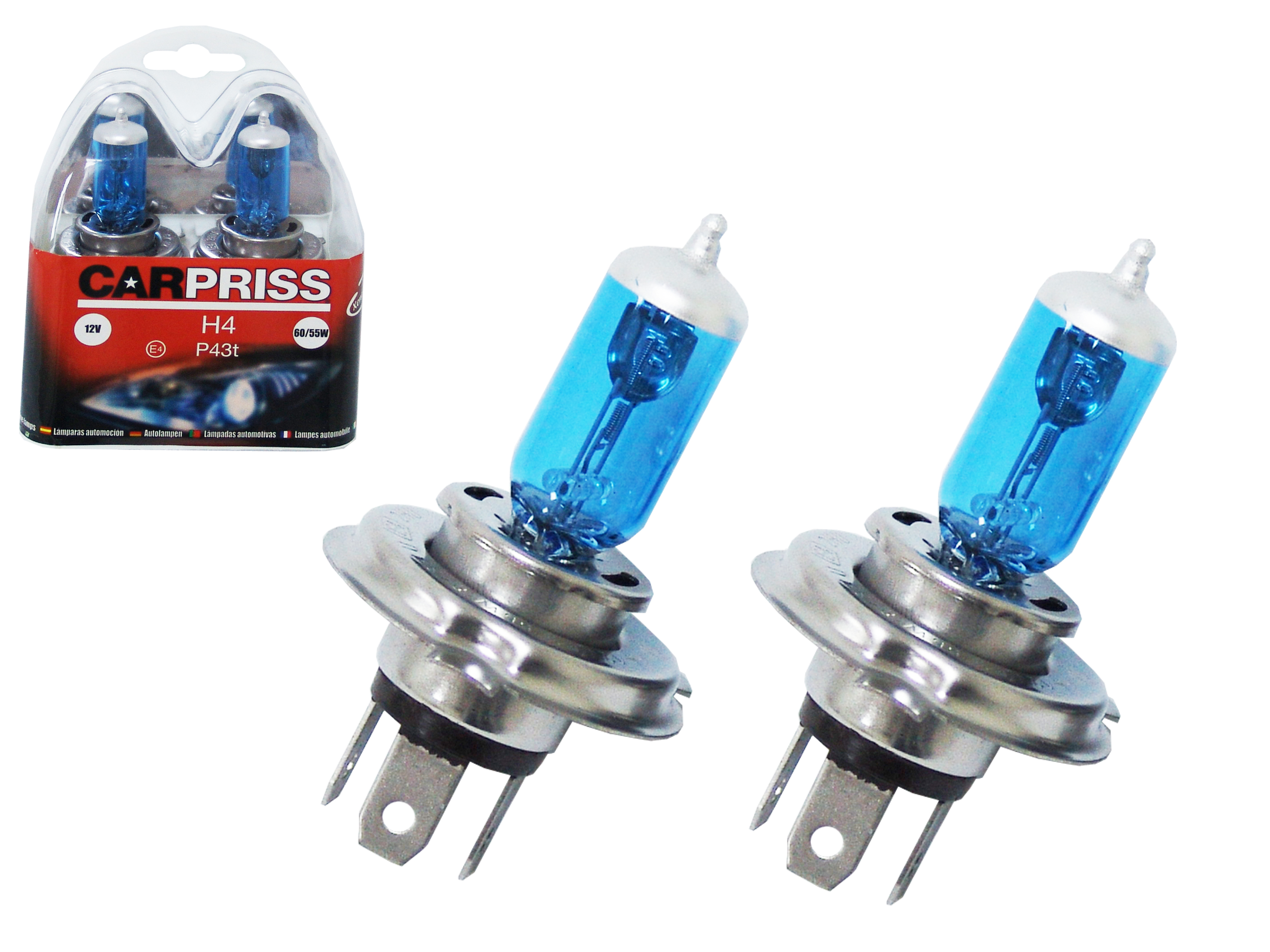 Acessar a peça Caixa 2 lâmpadas h-4 tipo xenon azul 12v 60-55w