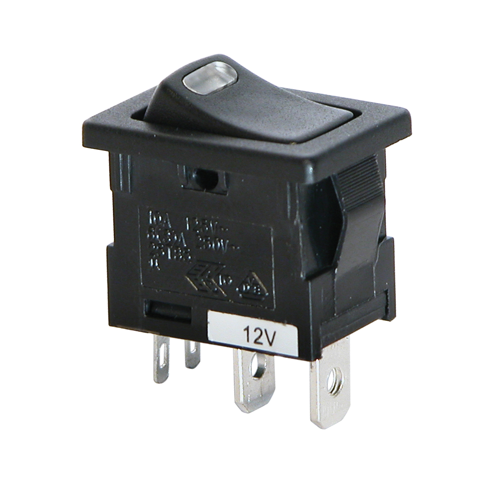 Acessar a peça Interruptor on-off preto com luz 12v 10a 19x12mm.