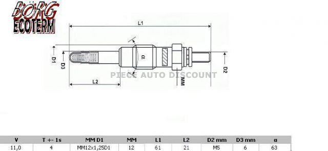 Acessar a peça 4 velas de incandescência 1.9l d turbo Acessar a peça 4 velas de incandescência 1.9l d turbo