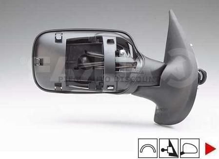 Acessar a peça Espelho retrovisor direito mecânico 5 portas 97->