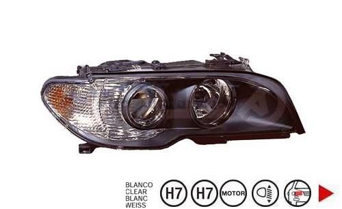 Acessar a peça Farol direito eletrico com motor/base preta/con piloto branco h7+h7 2 portas