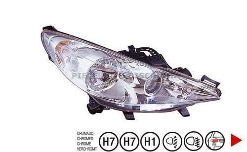 Acessar a peça Farol H7+H1+H7, direito [Cromado]
