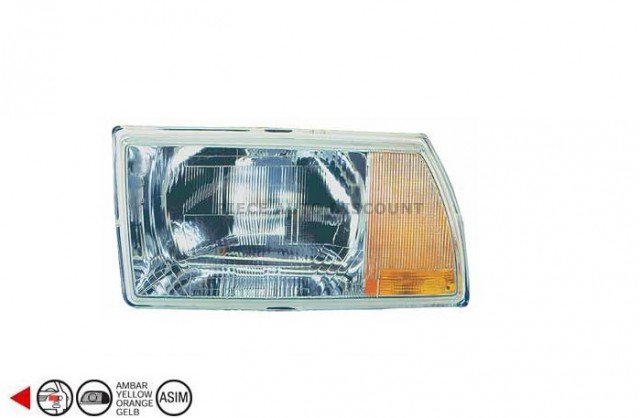 Acessar a peça Farol esquerdo com piloto âmbar/lâmpada assimetrica h4+p21w+w5w
