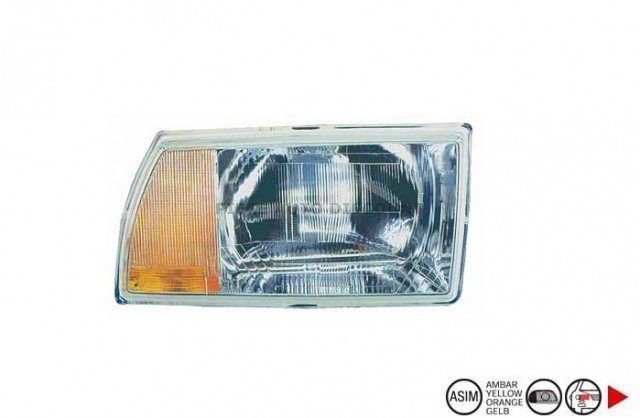 Acessar a peça Farol direito com piloto âmbar/lâmpada assimetrica h4+p21w+w5w