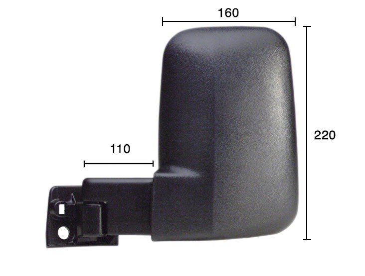 Acessar a peça Espelho esquerdo, completo, manual, convexo, braço corto, 110x220x160