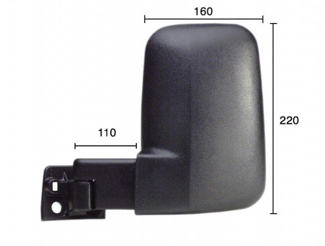 Acessar a peça Espelho esquerdo, completo, manual, convexo, braço corto, 110x220x160
