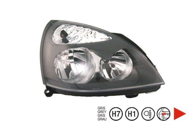Acessar a peça Farol direito H1+H7 [Cinzento] [Francês