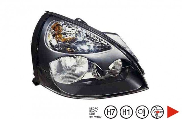 Acessar a peça Farol reto H1+H7 [Preto]