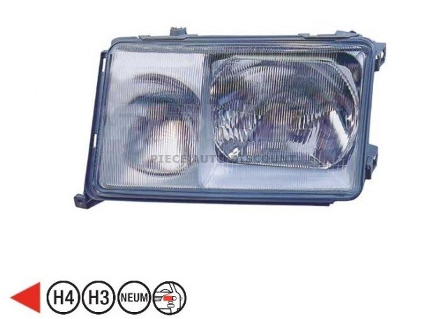 Acessar a peça Farol elétrico do lado esquerdo, H4+H3 (desde 1989)
