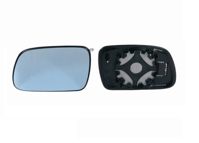 Vidro + suporte espelho retrovisor esquerdo, convexo, azul, aquecido