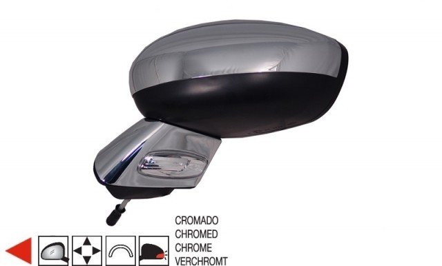 Acessar a peça Espelho elétrico esquerdo, preparado + lâmpada cromada + capa e suporte