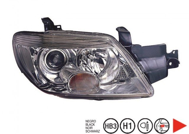 Acessar a peça Farol direito eletrico base preta h1+hb3+w5w+wy21w Acessar a peça Farol direito eletrico base preta h1+hb3+w5w+wy21w