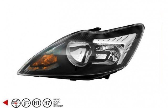 Acessar a peça H1+H7 farol esquerdo [Preto - Cromado] Francês