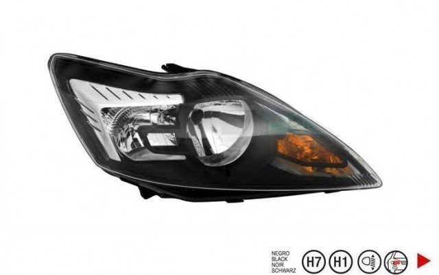 Acessar a peça Farol reto H1+H7 [Preto - Cromado] Francês