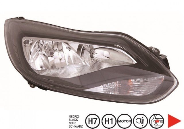 Acessar a peça Farol reto H1+H7 [Preto]