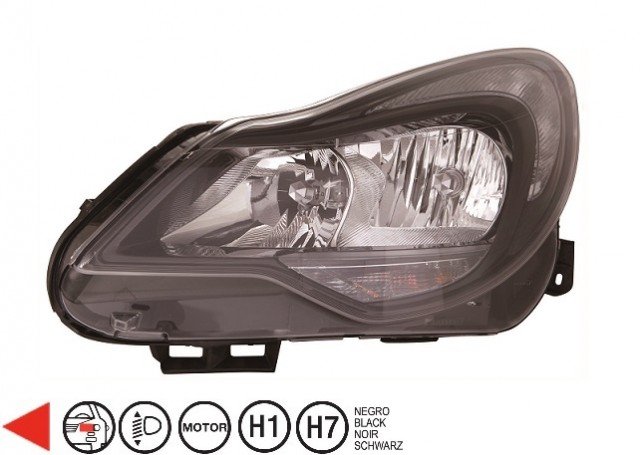 Acessar a peça Farol esquerdo eletrico com motor/base preta h1+h7+py24w+w21/5w 2011->