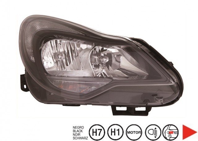 Acessar a peça Farol direito eletrico com motor/base preta h1+h7+py24w+w21/5w 2011->