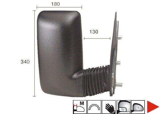 Acessar a peça Espelho direito com ângulo morto, manual, convexo, braço medio (130x340x180)