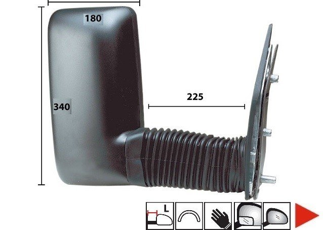 Acessar a peça Espelho direito com ângulo morto, manual, convexo, braço comprido (225x340x180)