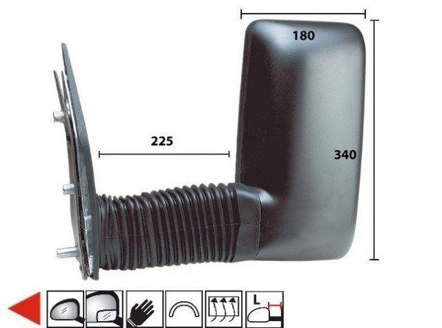 Acessar a peça Espelho aquecido manual esquerdo [longo]