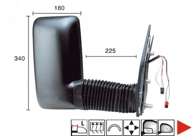 Acessar a peça Espelho retrovisor elétrico direito, convexo, aquecido (braço longo)