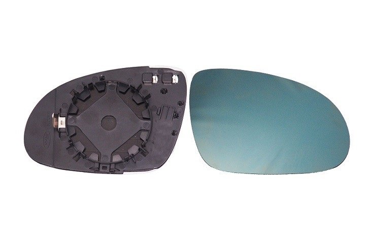 Vidro + suporte espelho retrovisor direito, convexo, azul, aquecido (modelo pequeno)