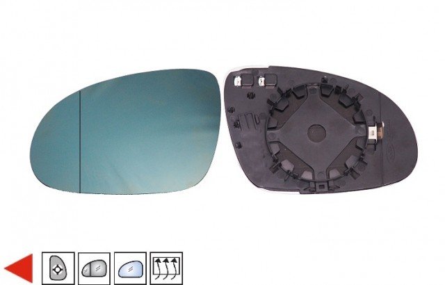 Acessar a peça Vidro + suporte do espelho retrovisor esquerdo, asférico, azul, (modelo pequeno)