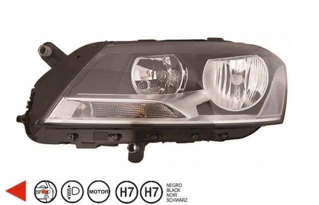 Acessar a peça Farol esquerdo eletrico com motor/base preta h7+h7+py21w+w5w