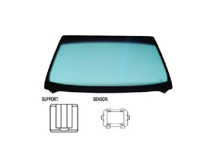 Acessar a peça Para-brisas verde serigr.mod. base esp. 80mm chuva/luz a 150mmfriso sup. janela 5p.,fam