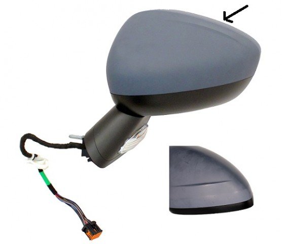 Acessar a peça Espelho esquerdo electrico/termico/convexo/preparado/com pisca/base negra, 7 pins