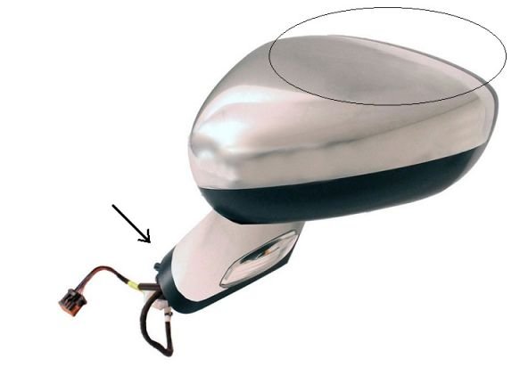 Acessar a peça Retrovisor esquerdo cromado elétrico, aquecido, rebatível + pisca + cortesia + memória [ondulado]