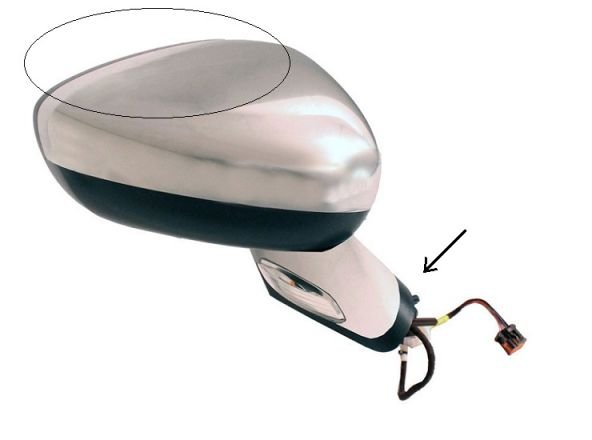 Acessar a peça Elétrico, aquecido, dobrável, espelho direito cromado + pisca + sonda + cortesia + memória [ondulado]