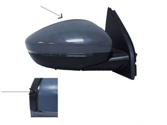 Acessar a peça Espelho preparado elétrico, térmico, dobrável direito + pisca + cortesia + sonda + lateral [ondulado]