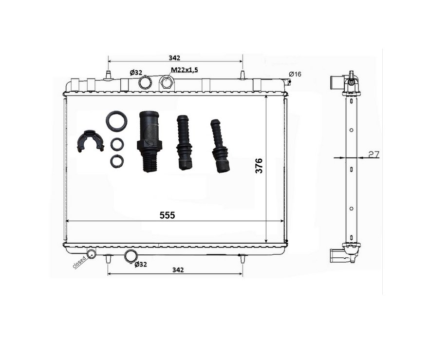 Radiador 2.0l / 1.9l / 1.6l / 1.4l / 1.1l PEUGEOT 206  pour PEUGEOT 206 Radiador 2.0l / 1.9l / 1.6l / 1.4l / 1.1l PEUGEOT 206  pour PEUGEOT 206