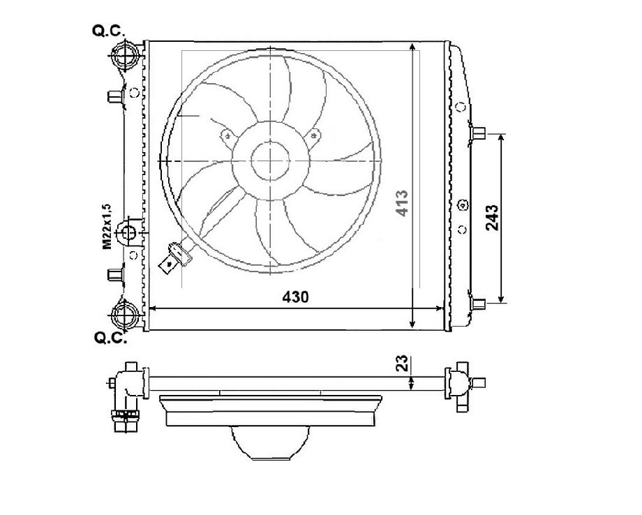 Radiador 1,2l - 1,4l VOLKSWAGEN POLO  pour VOLKSWAGEN POLO  Radiador 1,2l - 1,4l VOLKSWAGEN POLO  pour VOLKSWAGEN POLO