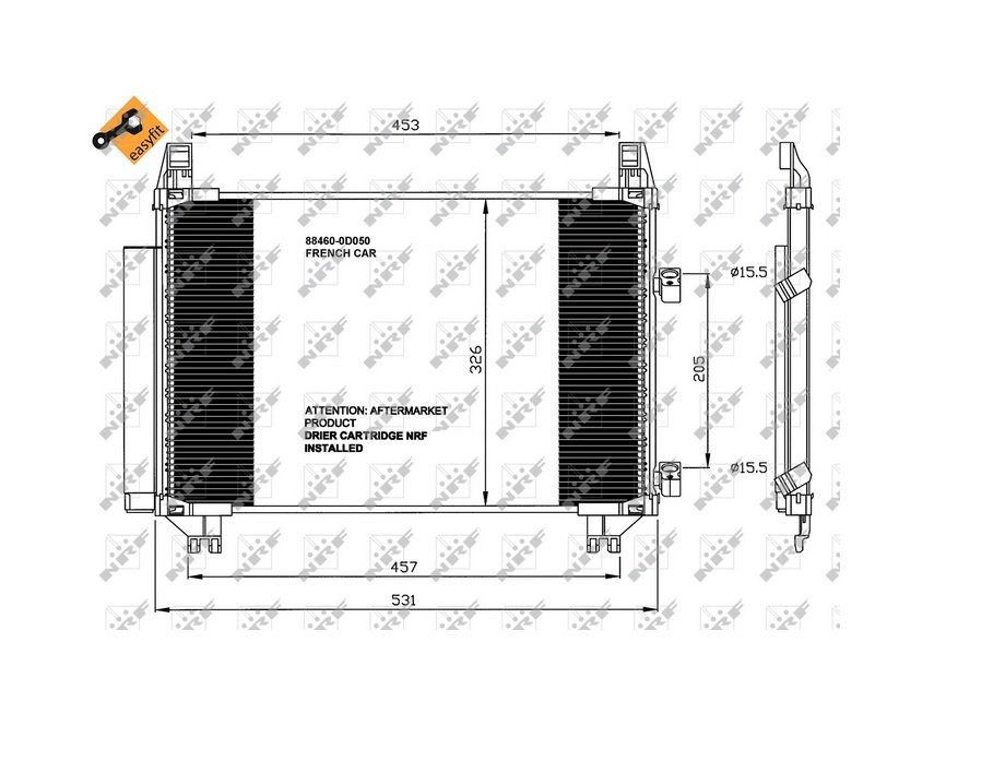Condensador de ar condicionado TOYOTA YARIS  pour TOYOTA YARIS  Condensador de ar condicionado TOYOTA YARIS  pour TOYOTA YARIS