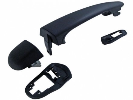 Acessar a peça Puxador porta frente/traseira direita com embelezador preta rugosa sem olho fechadura