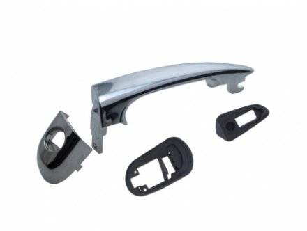 Acessar a peça Puxador porta frente esquerda com embelezador cromada com olho fechadura