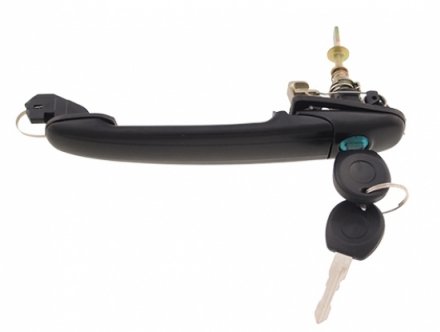 Acessar a peça Puxador porta frente reversivel preta rugosa com olho fechaduracom conjunto de chaves