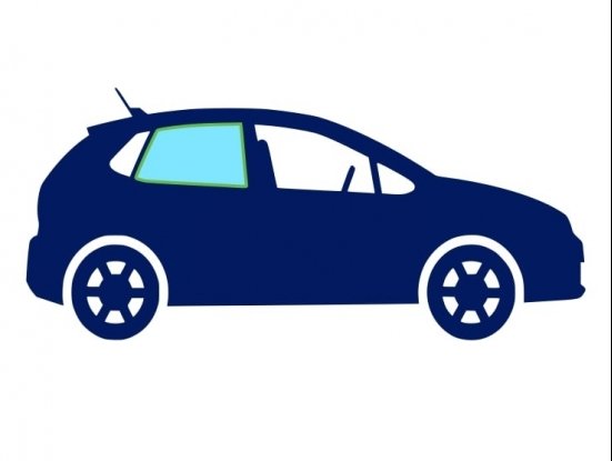 Acessar a peça Vitral lateral direito traseiro matizado em verde escuro