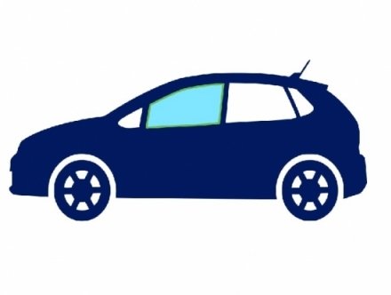 Acessar a peça Janela de vidro lateral esquerda frente matizada de verde