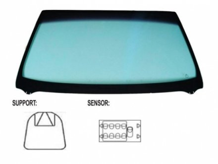 Acessar a peça Para-brisas verde serigrafia modificada base espelho sensorchuva/luz friso en u janela