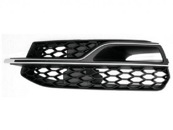 Acessar a peça Grelha esquerda do para choques frente preta com frisos prateados [s3]