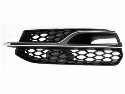 Acessar a peça Grelha esquerda do para choques frente preta com frisos prateados [s3]