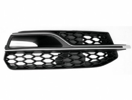 Acessar a peça Grelha direita do para choques frente preta com frisos prateados [s3]