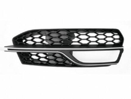 Acessar a peça Grelha direita do para choques frente preta com frisos prateados + orifícios de nevoeiro [s3]