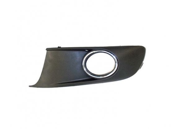 Grelha esquerda para choques frente preta com buraco nevoeiro com cerquilho cromado