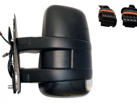 Acessar a peça Espelho indicador de direção aquecido convexo elétrico esquerdo (braço curto - 9 pinos)