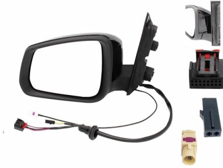 Acessar a peça Antible térmico negrtena FM2 + bsd do espelho esquerdo elétrico dobrável aquecido preto brilhante