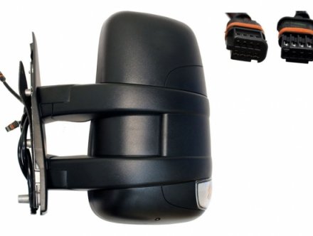 Acessar a peça Espelho indicador de direção aquecido convexo elétrico esquerdo (braço curto - 9 pinos)